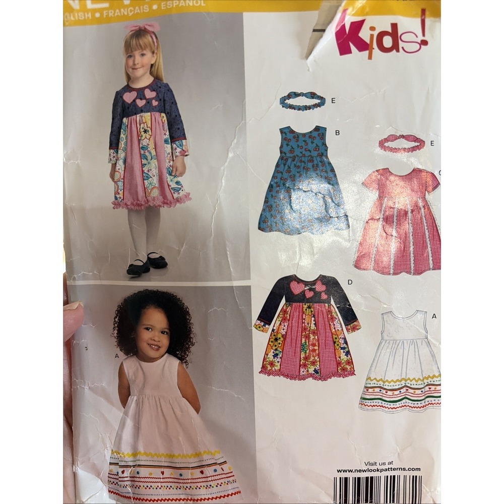 New Look 6745 Toddlers Dress Sewing Pattern Size 1/2-4 Cut to 4 Girls Kids